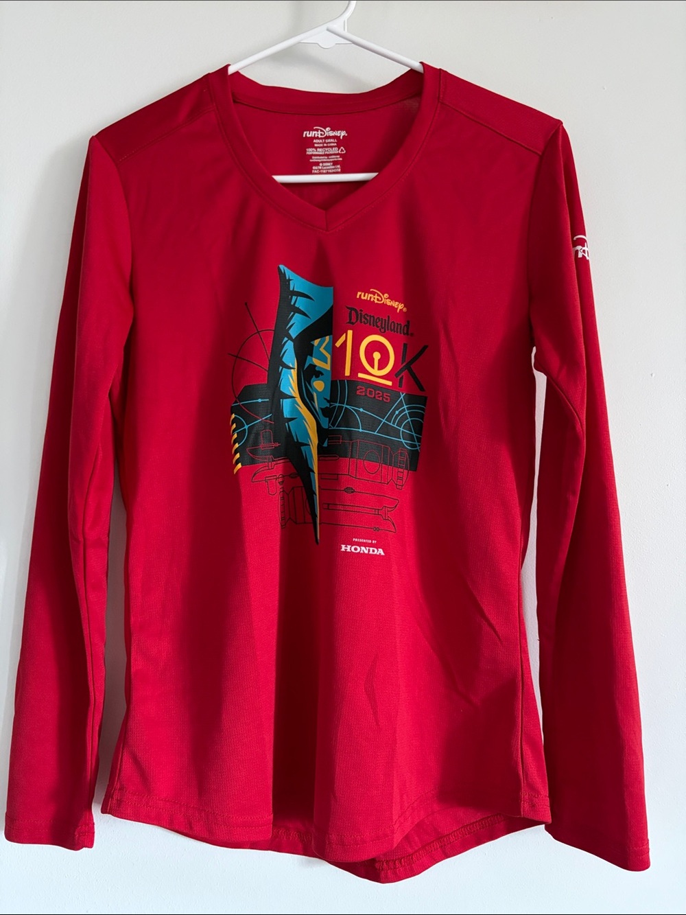 runDisney Disneyland 10k 2025 Red Long-Sleeve Tech Tee
